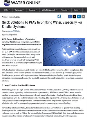 Water Online - Quick Solutions to PFAS in Drinking Water, Especially for Smaller Systems