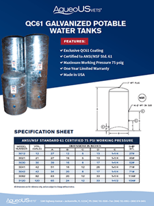Galvanized Tanks from QuickTanks Spec Sheet
