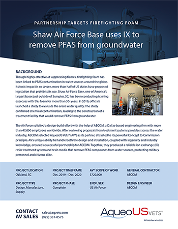 Shaw Air Force Base ues IX to remove PFAS from groundwater